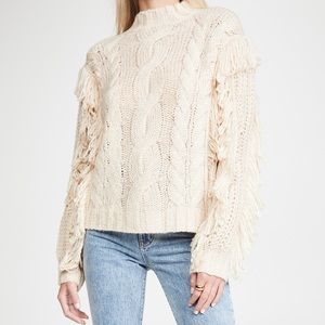 Cable Fringe Sweater, Cream